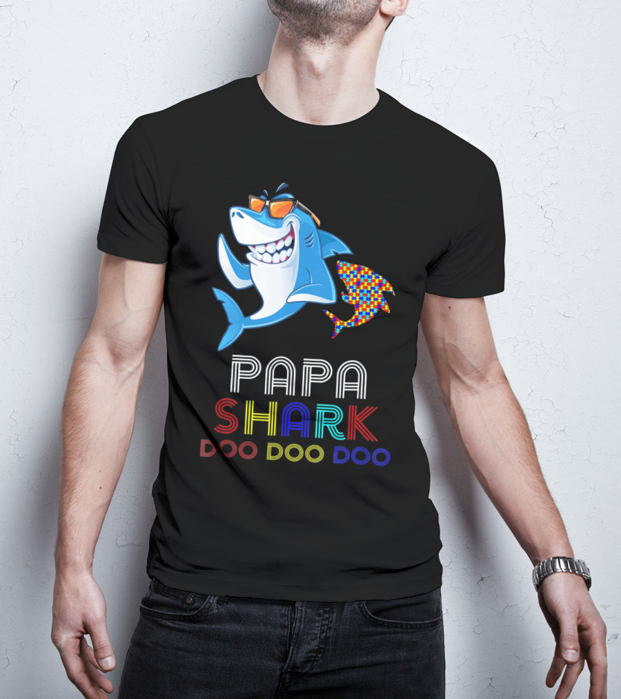 Papa Shark Doo Doo Doo Autism Awareness T-Shirt