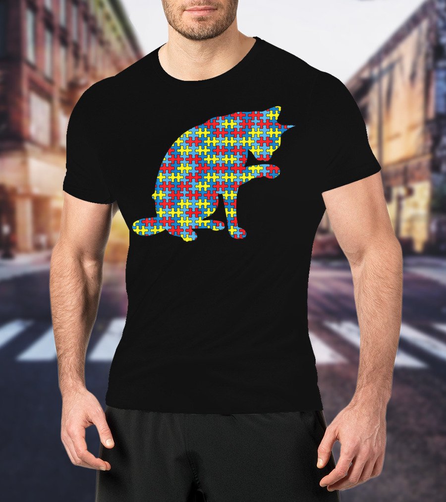 Abyssinian Autism Awareness Kitten Puzzle T-Shirt
