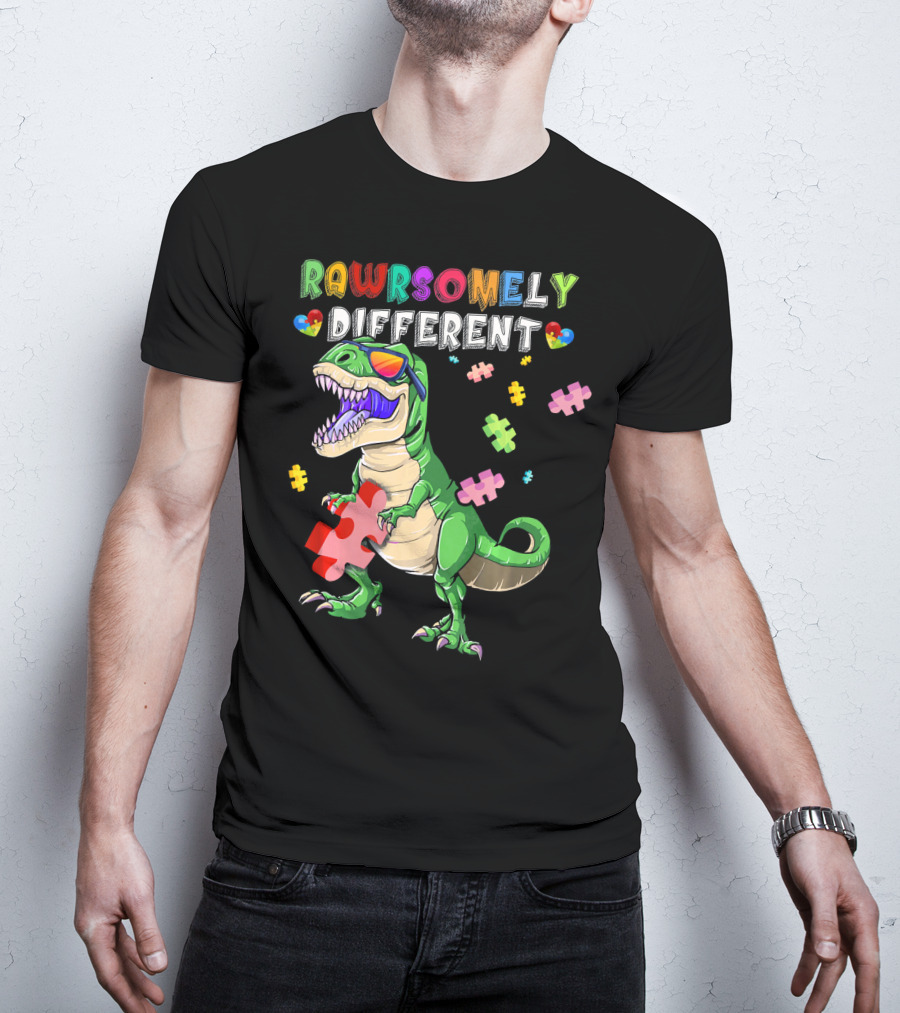 Rawrsomely Different Dinosaur Autism Awareness Puzzle T-Shirt