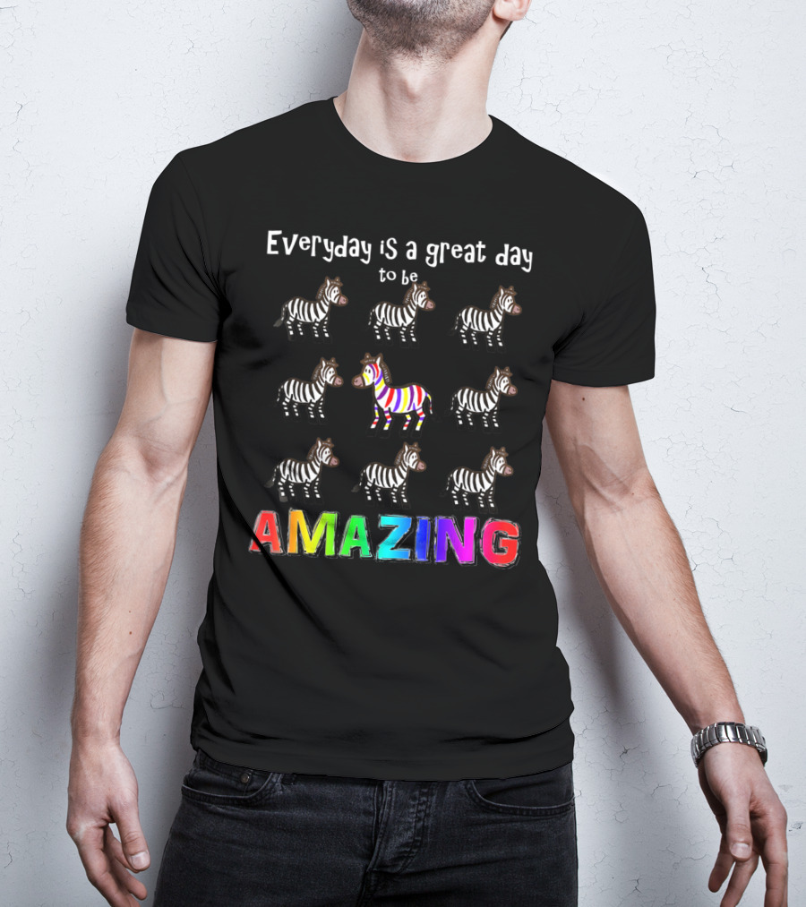 Everyday Is A Great Day To Be Amazing Rainbow Zebra T-Shirt