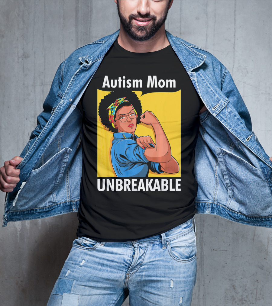 Autism Mom Unbreakable Afro Inspiring Woman Empowerment T-Shirt