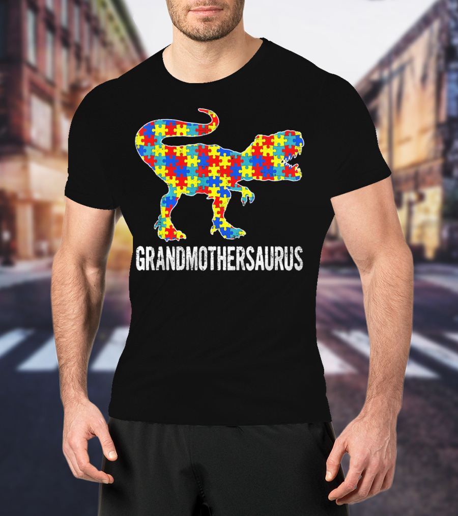 Grandmothersaurus Dinosaur Autism Puzzle T-Shirt