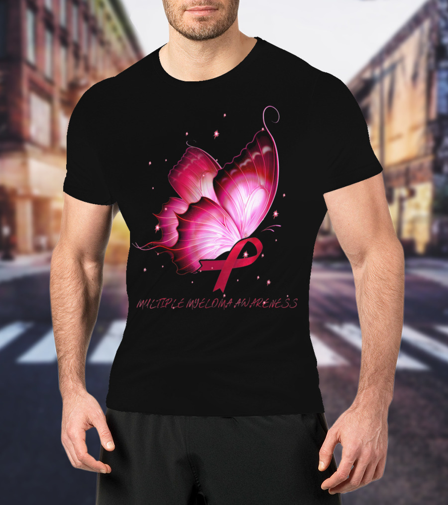 MULTIPLE MYELOMA AWARENESS Pink Butterfly T-Shirt