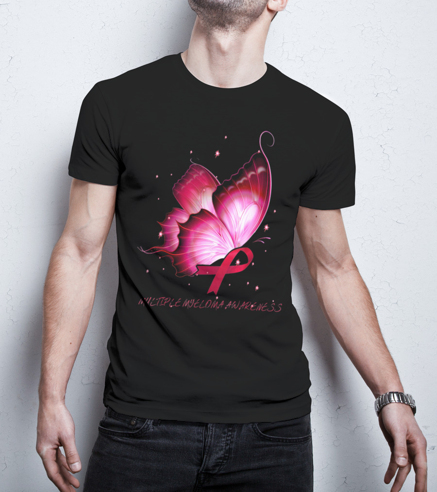 MULTIPLE MYELOMA AWARENESS Pink Butterfly T-Shirt