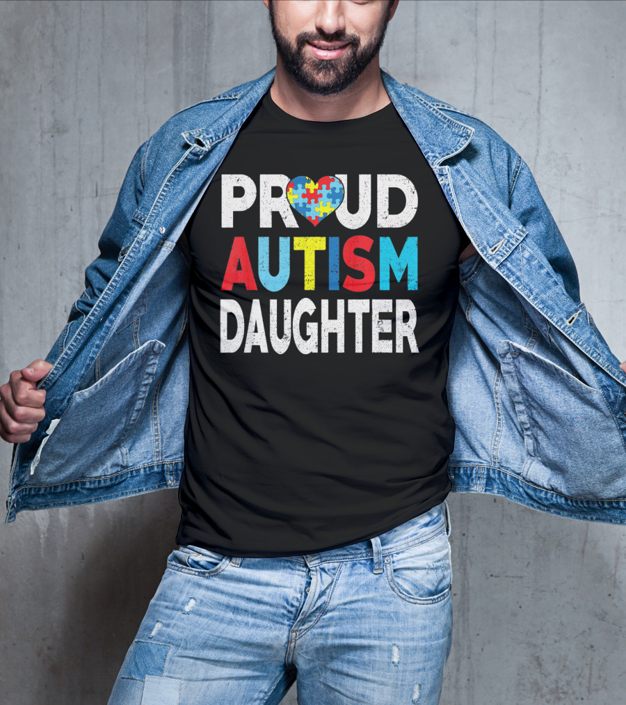 Proud Autism Daughter Heart Puzzle Love T-Shirt