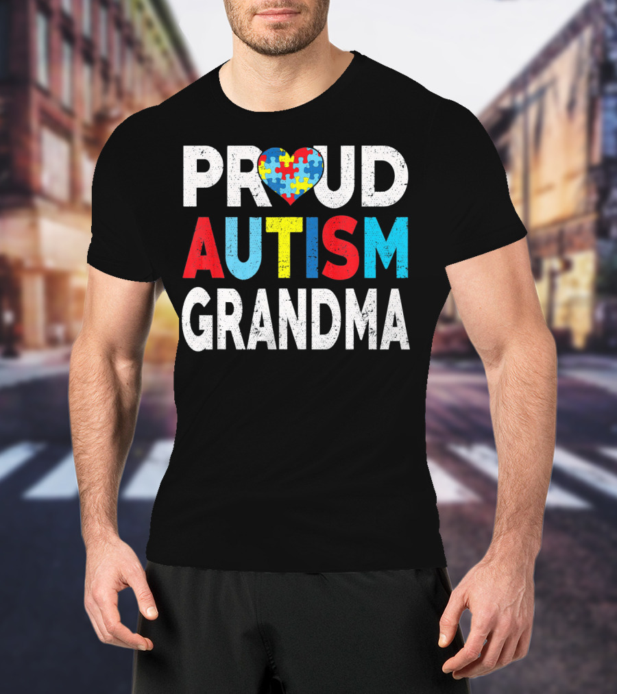 Proud Autism Grandma Heart Puzzle Love T-Shirt