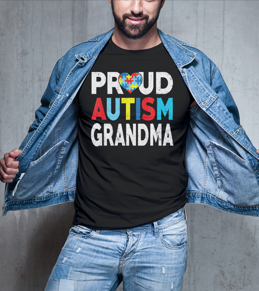 Proud Autism Grandma Heart Puzzle Love T-Shirt