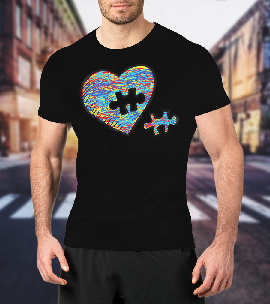 Autism Awareness Superpower Heart Puzzle Piece T-Shirt