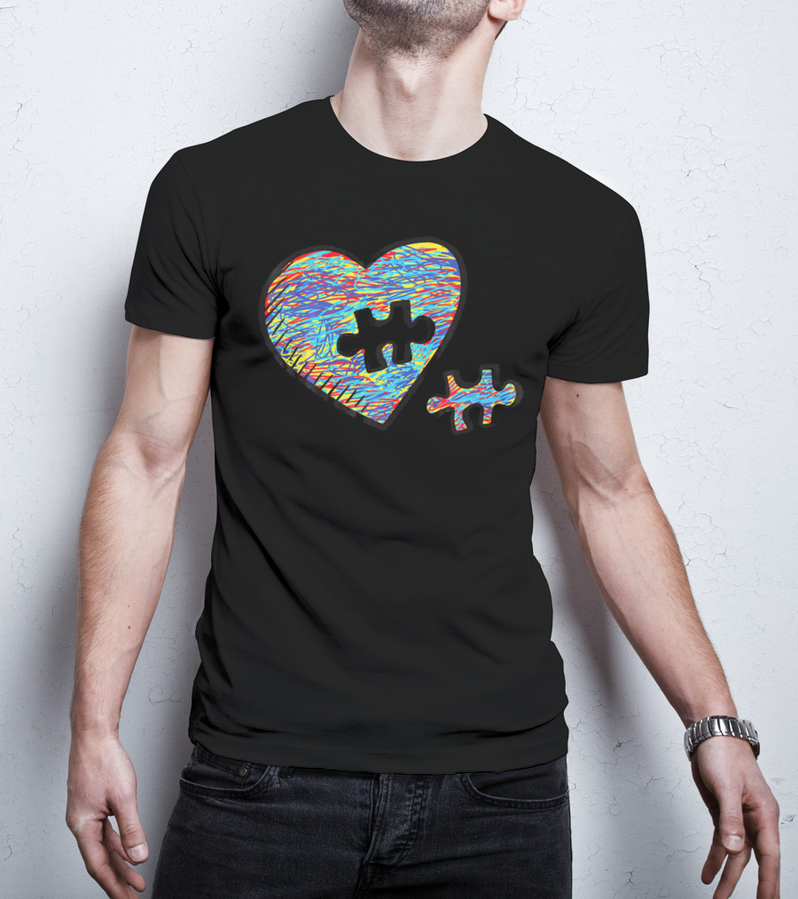 Autism Awareness Superpower Heart Puzzle Piece T-Shirt