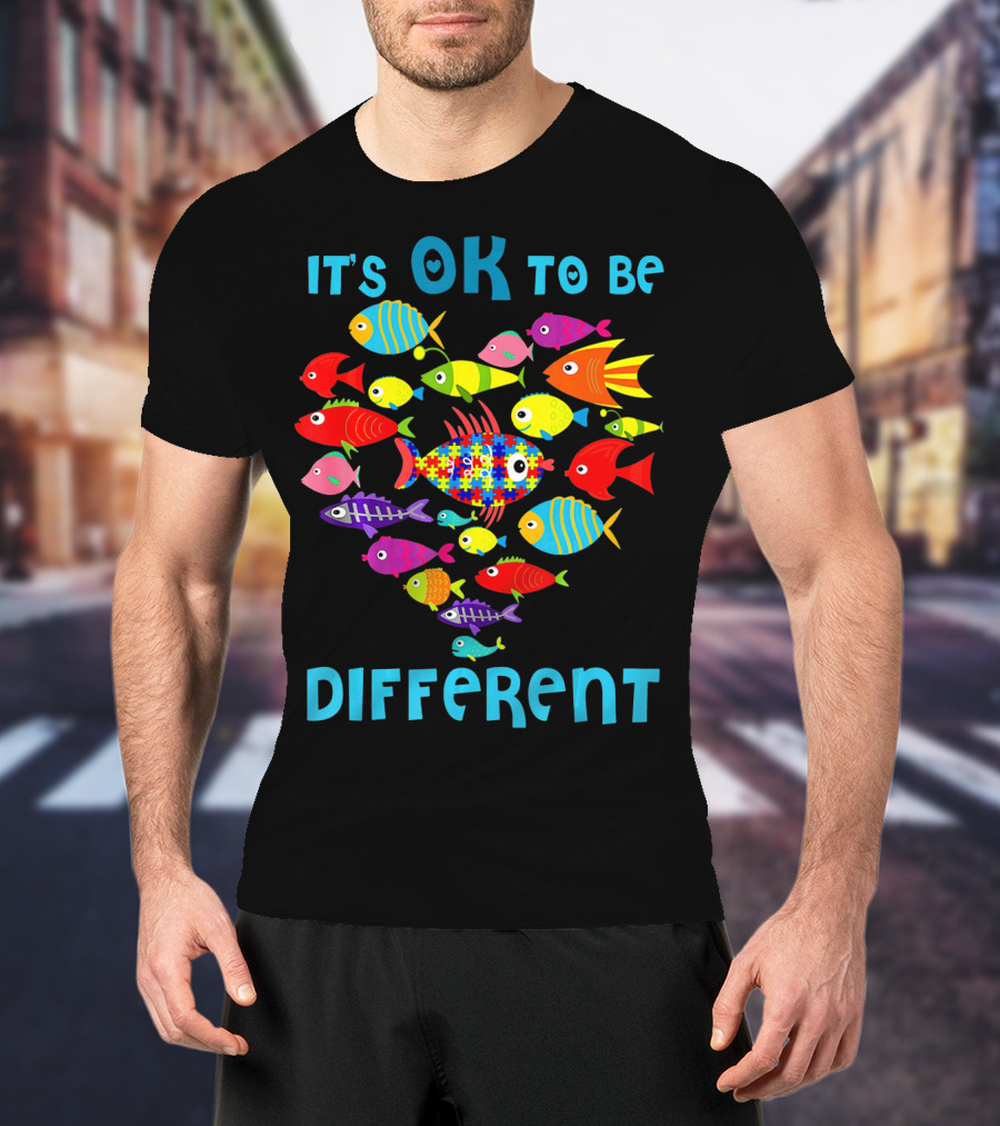 It's OK To Be Different Puzzle Fish Autism T-Shirt