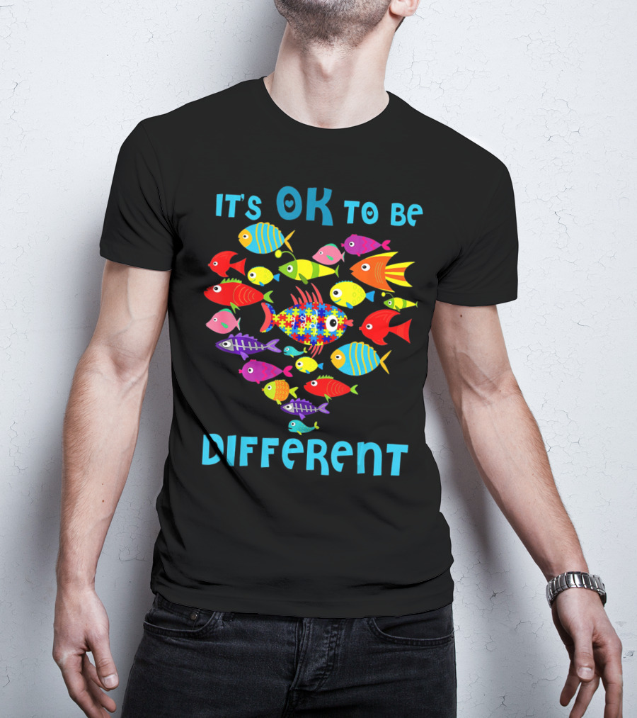 It's OK To Be Different Puzzle Fish Autism T-Shirt
