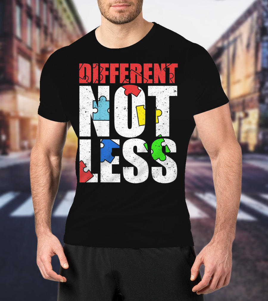 Kids Autism Awareness Different Not Less Puzzle Pieces T-Shirt