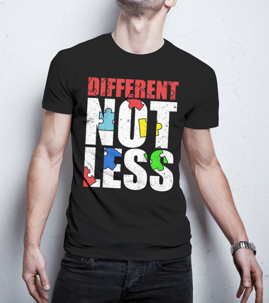 Kids Autism Awareness Different Not Less Puzzle Pieces T-Shirt