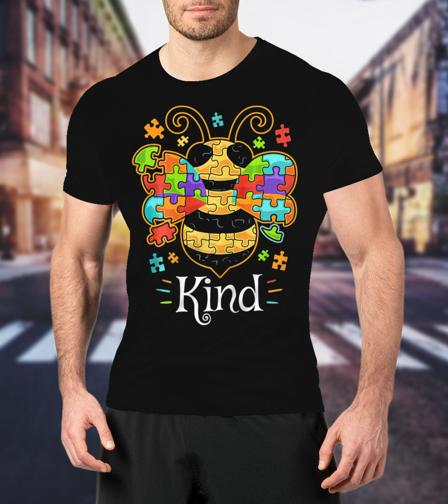 Autism Awareness Puzzle Piece Bumble Bee Kind T-Shirt
