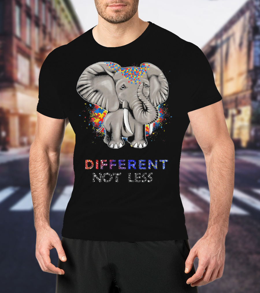 Different Not Less Autism Awareness Elephant T-Shirt