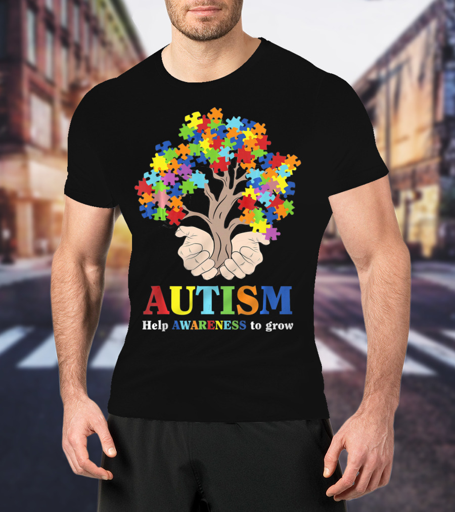 AUTISM Help Awareness To Grow With Puzzle Piece Tree T-Shirt