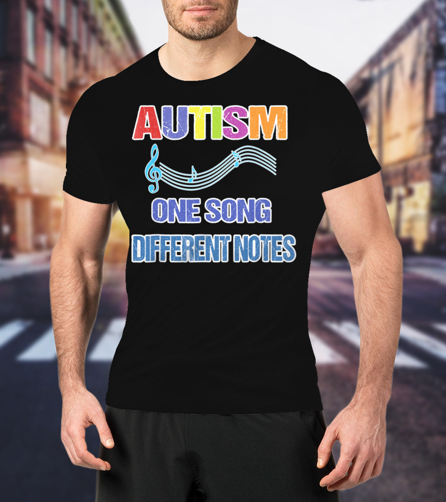 Autism One Song Different Notes Musical Clef T-Shirt