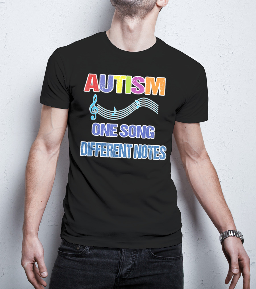 Autism One Song Different Notes Musical Clef T-Shirt
