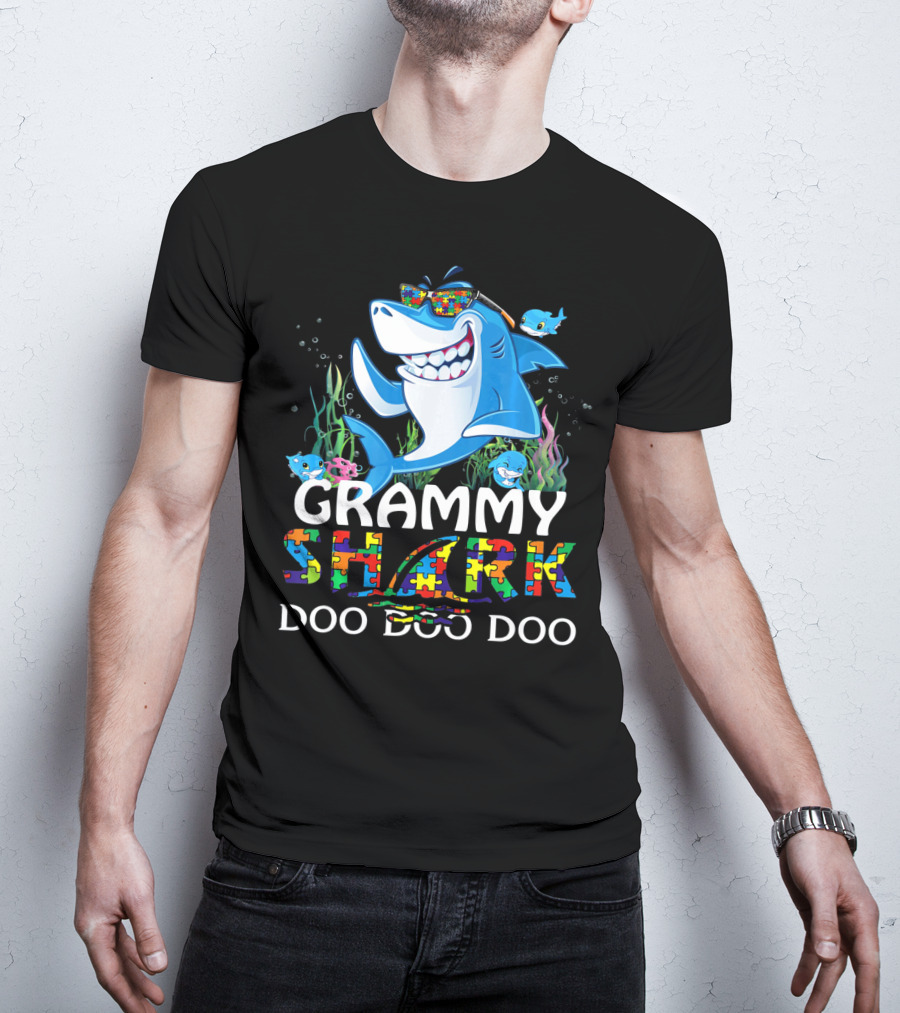 Grammy Shark Autism Awareness Doo Doo Doo T-Shirt