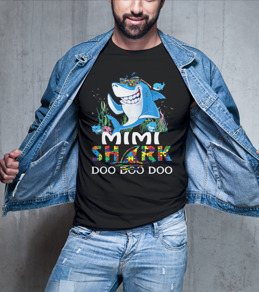 Mimi Shark Autism Awareness Doo Doo Doo T-Shirt