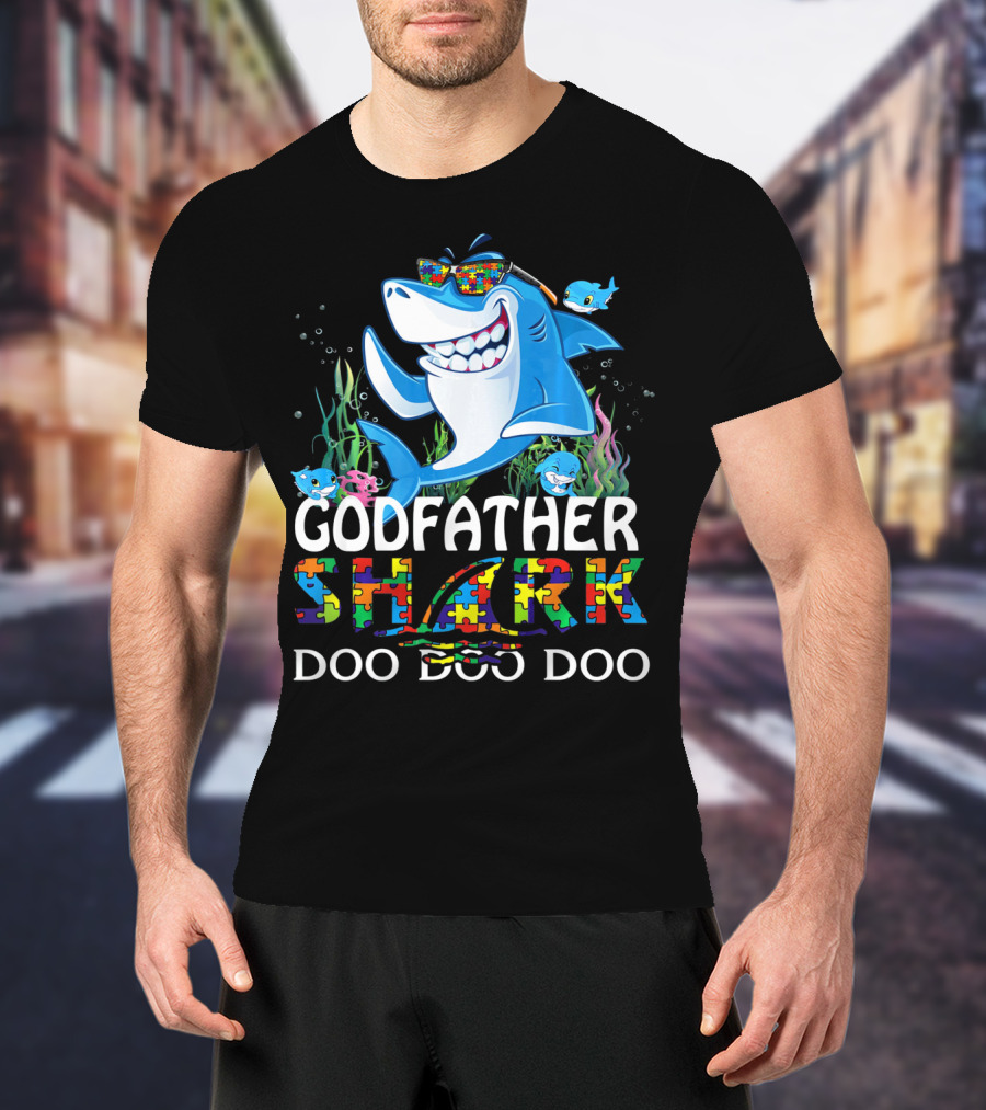 Godfather Shark Doo Doo Doo Autism Awareness T-Shirt