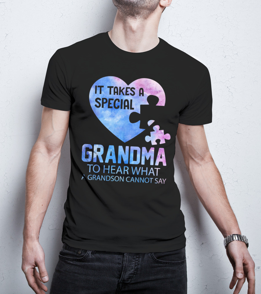 It Takes A Special Grandma To Hear What A Grandson Cannot Say Heart Puzzle Valentine T-Shirt