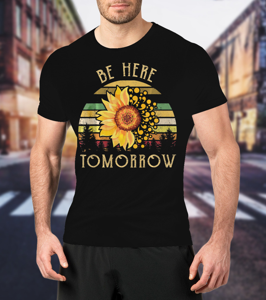 Be Here Tomorrow Sunflower Vintage Stripes T-Shirt