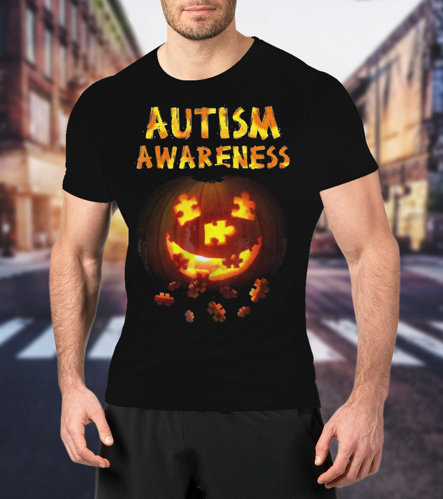 Autism Awareness Halloween Pumpkin Puzzle T-Shirt