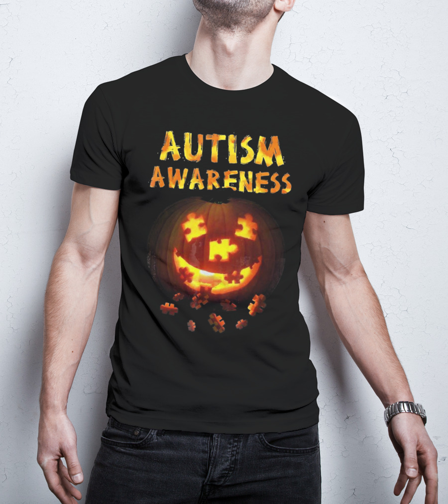 Autism Awareness Halloween Pumpkin Puzzle T-Shirt