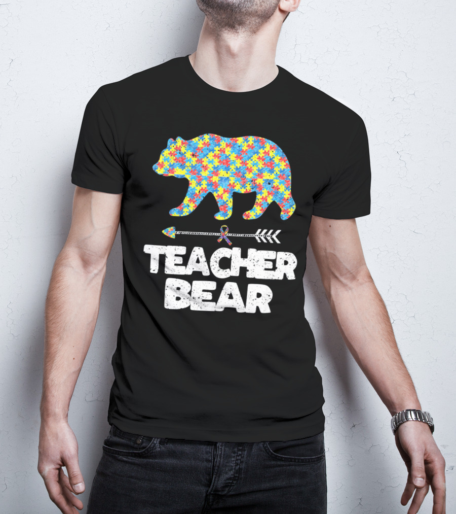 TEACHER BEAR Autism Puzzle Bear With Arrow T-Shirt