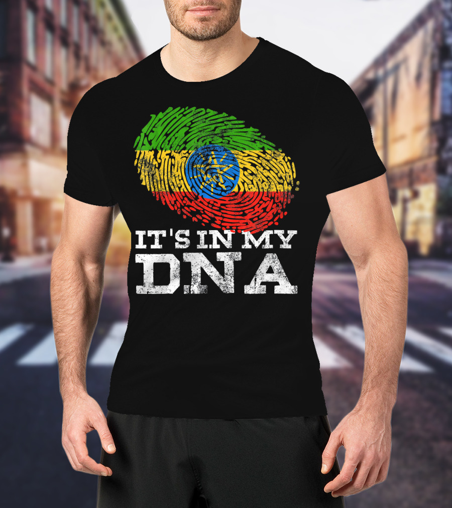 It's In My DNA Ethiopian Flag Fingerprint T-Shirt