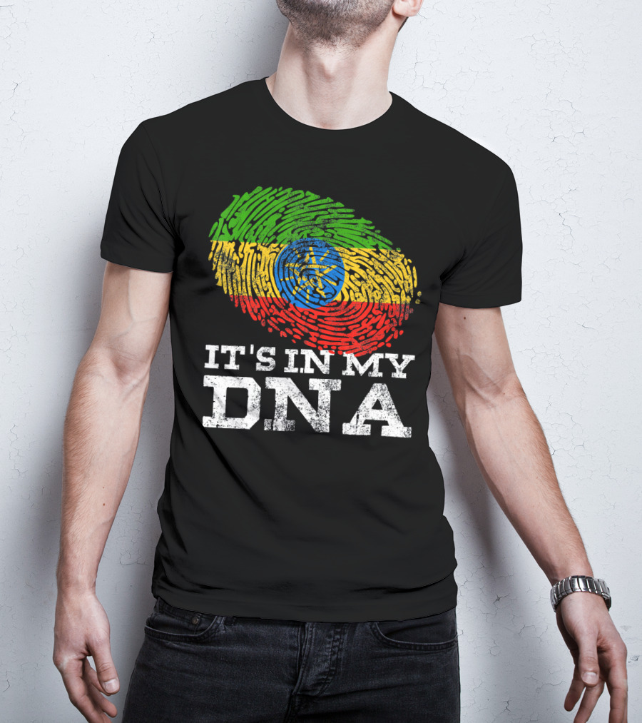 It's In My DNA Ethiopian Flag Fingerprint T-Shirt