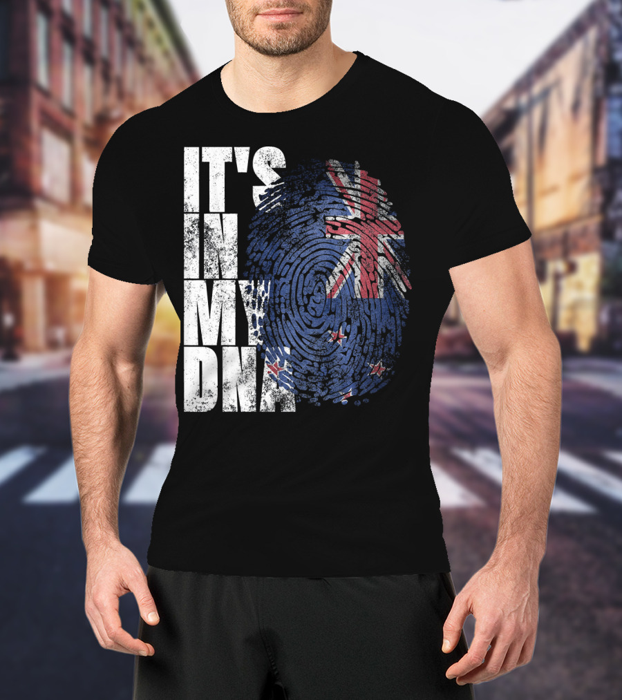 IT'S IN MY DNA New Zealand Maori Kiwi Flag Fingerprint T-Shirt