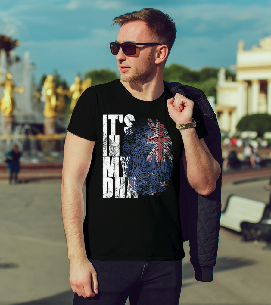 IT'S IN MY DNA New Zealand Maori Kiwi Flag Fingerprint T-Shirt