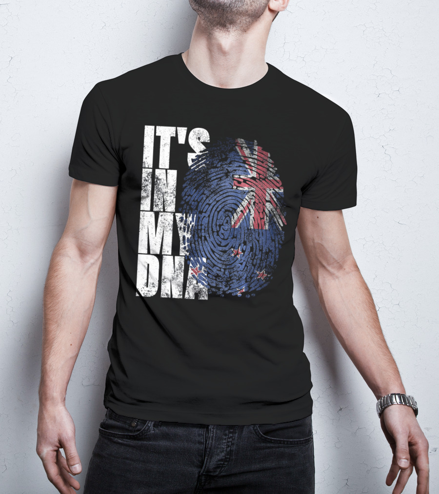 IT'S IN MY DNA New Zealand Maori Kiwi Flag Fingerprint T-Shirt