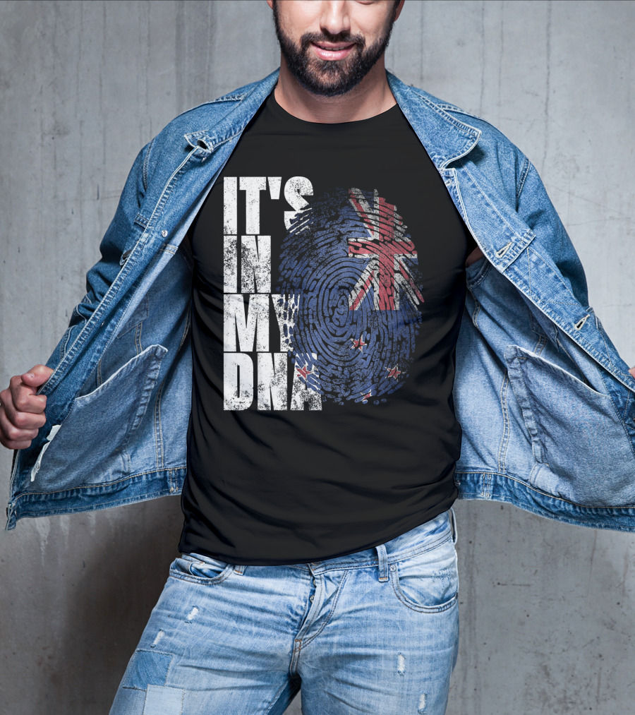 IT'S IN MY DNA New Zealand Maori Kiwi Flag Fingerprint T-Shirt
