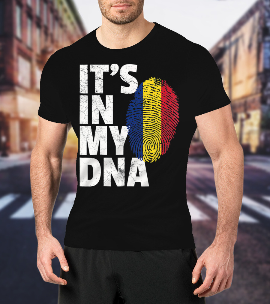 IT'S IN MY DNA Romanian Flag Fingerprint T-Shirt