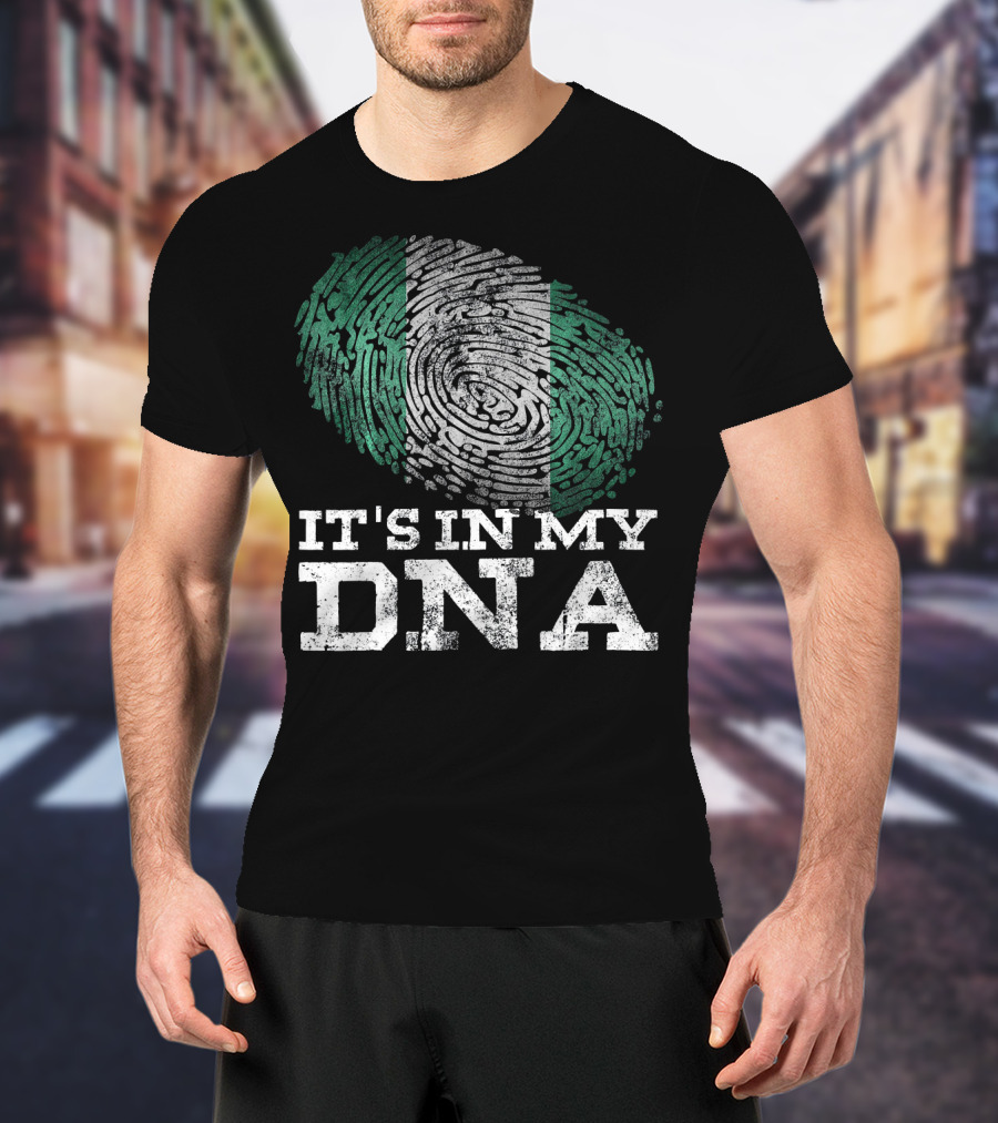 It's In My DNA Nigerian Flag Fingerprint Afro T-Shirt