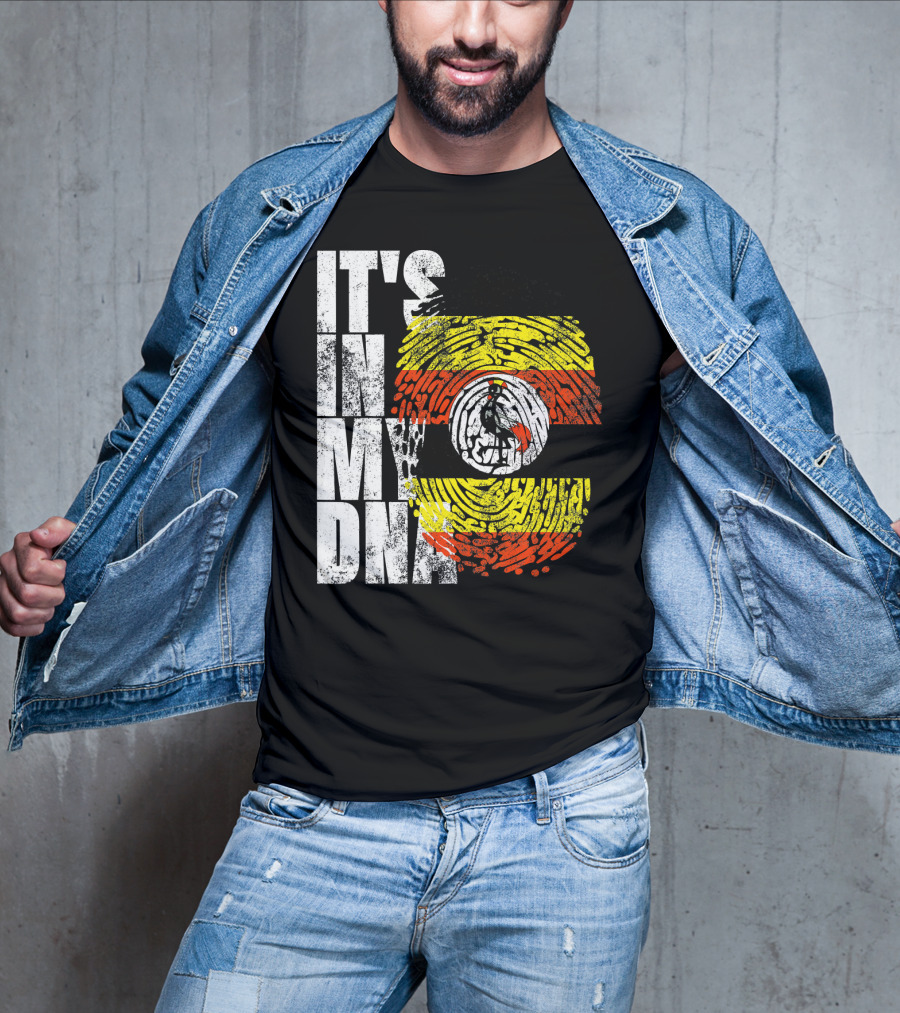 It's In My DNA Uganda African American Flag Fingerprint T-Shirt