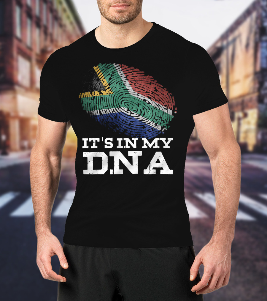 It's In My DNA South African Flag Fingerprint T-Shirt