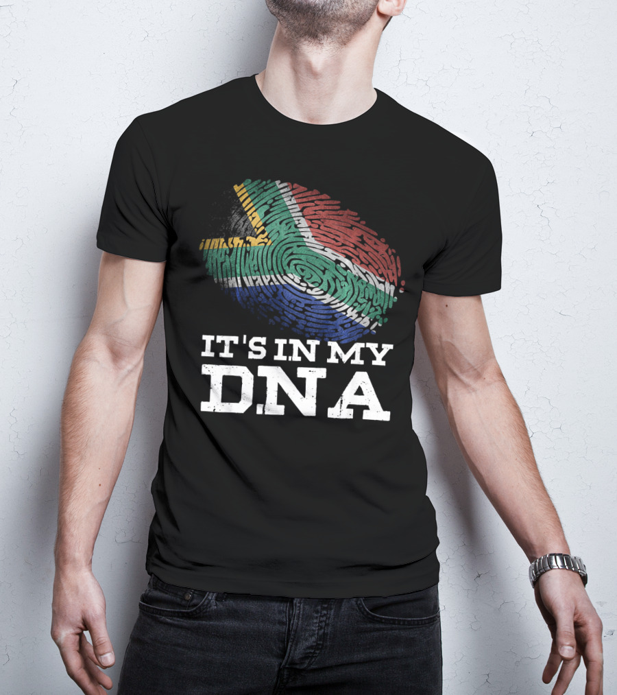 It's In My DNA South African Flag Fingerprint T-Shirt
