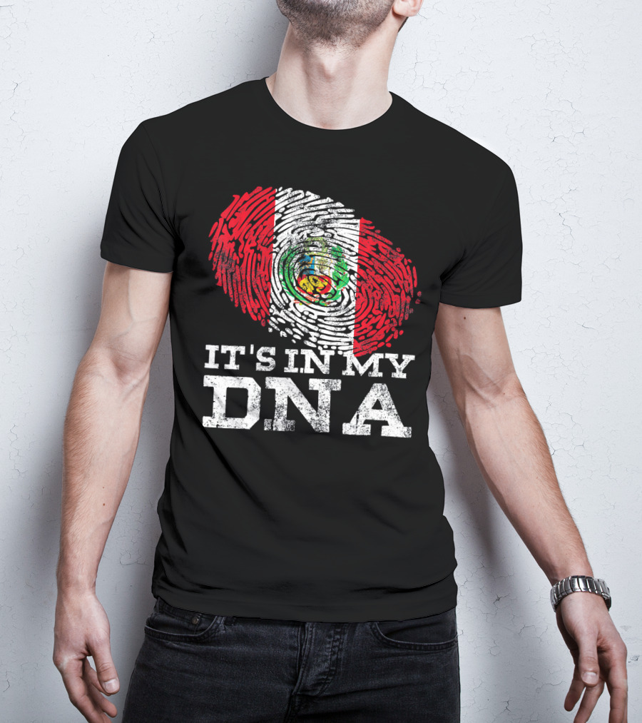 It's In My DNA Peruvian Flag Fingerprint Mexican Heritage T-Shirt
