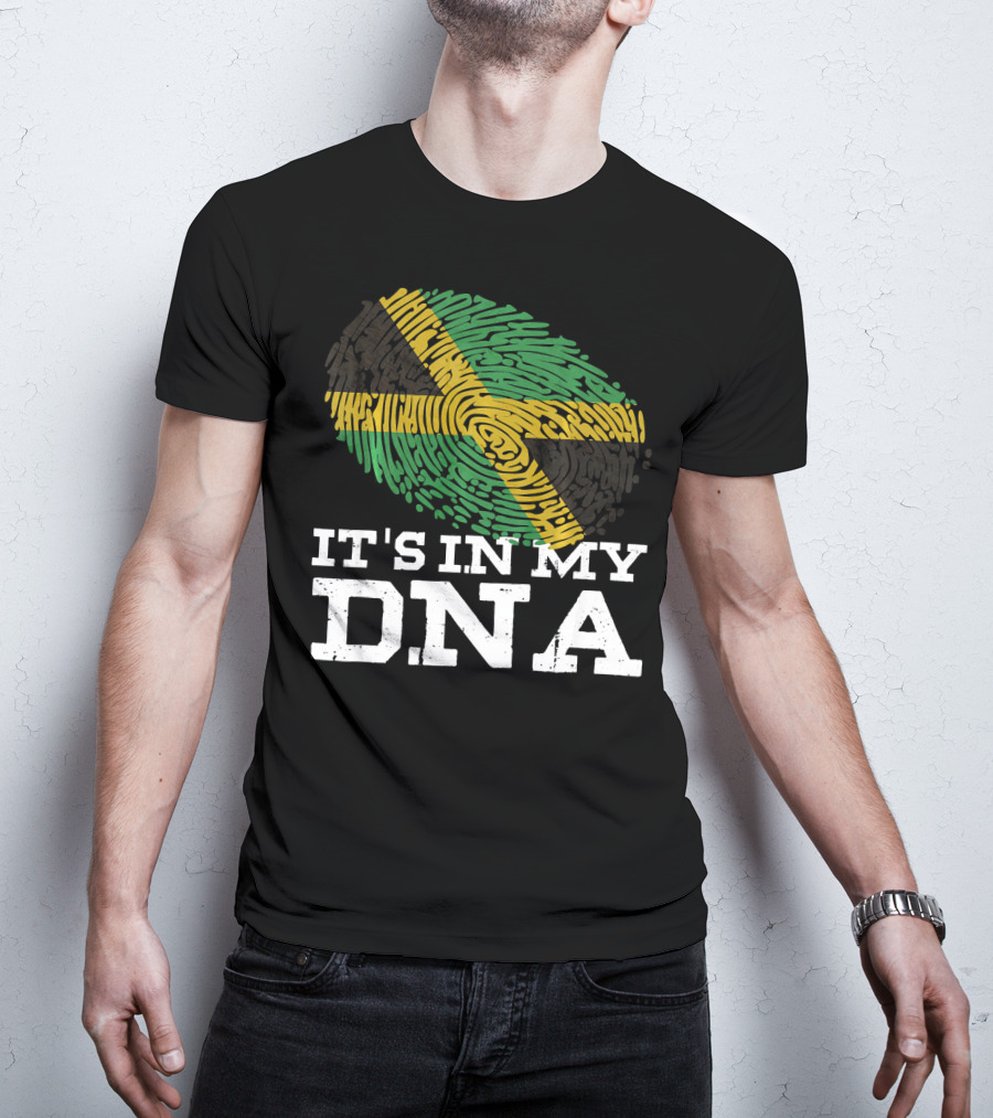 It's In My DNA Jamaican Pride Fingerprint Flag T-Shirt