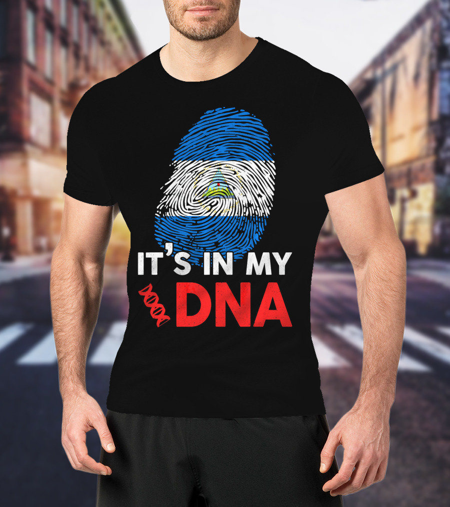 Nicaragua Flag Fingerprint It's In My DNA T-Shirt