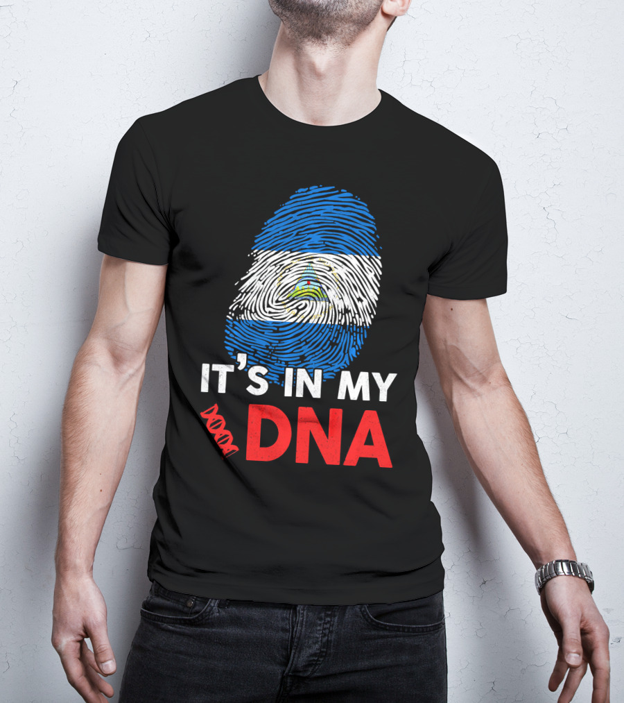 Nicaragua Flag Fingerprint It's In My DNA T-Shirt