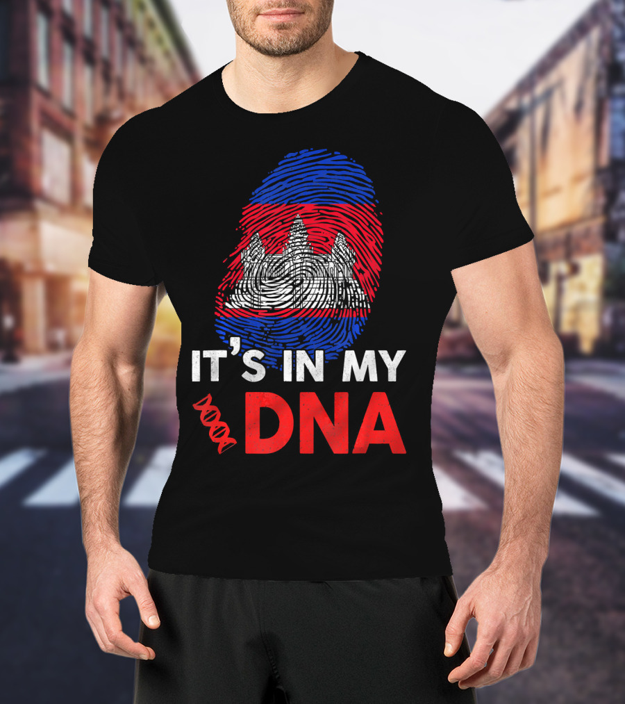 Cambodia It's In My DNA With Angkor Wat Fingerprint T-Shirt