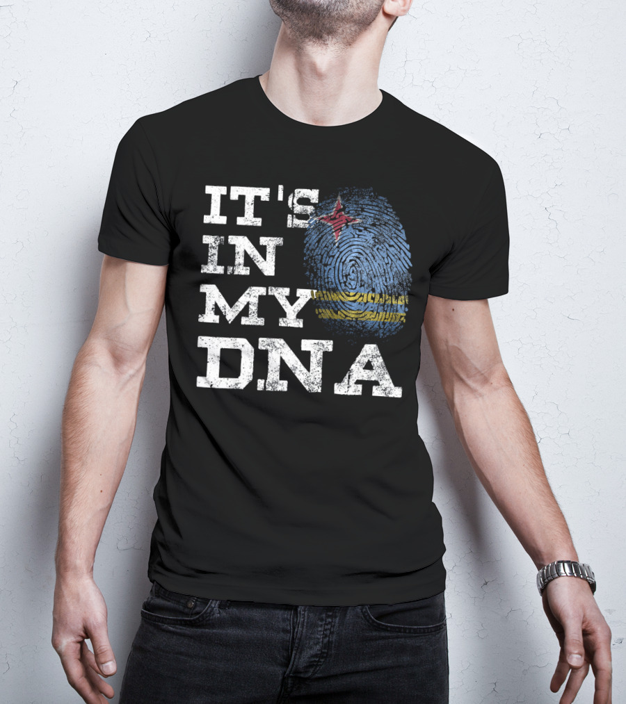 IT'S IN MY DNA Aruban Proud Aruba Flag Fingerprint T-Shirt