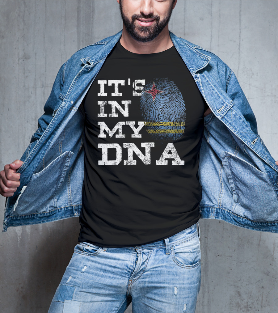 IT'S IN MY DNA Aruban Proud Aruba Flag Fingerprint T-Shirt
