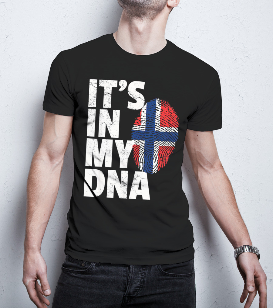 IT'S IN MY DNA Norwegian Norway Flag Fingerprint Pride T-Shirt
