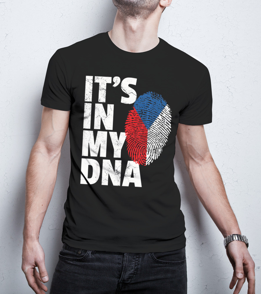 IT'S IN MY DNA Czechia Czech Republic Fingerprint Flag T-Shirt